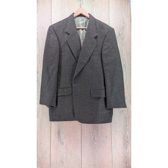 Oscar de la Renta Men's 100% Wool Plaid Blazer Jacket 43R‎ Vintage Colombia